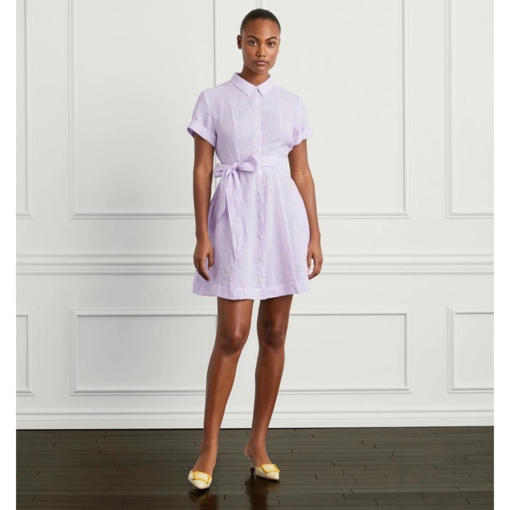 Hill House Purple A-Line Midi Dress with Cuffed Sleeves